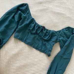 Kendall & Kylie Long Sleeve Shirred Bodice Top, M, NWOT!